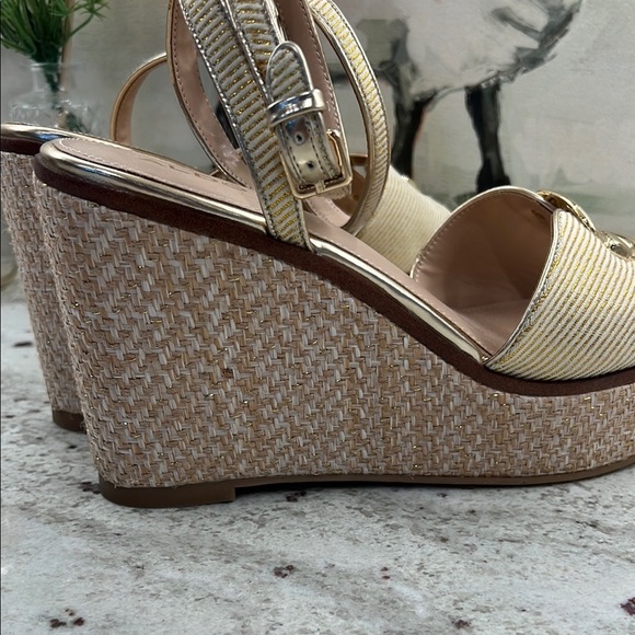 Aldo Gold Wedge Sandals with Ankle Strap - Picture 11 of 12